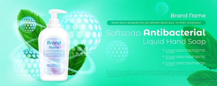 Vecteur gratuit promo savon antibactérien pour les mains