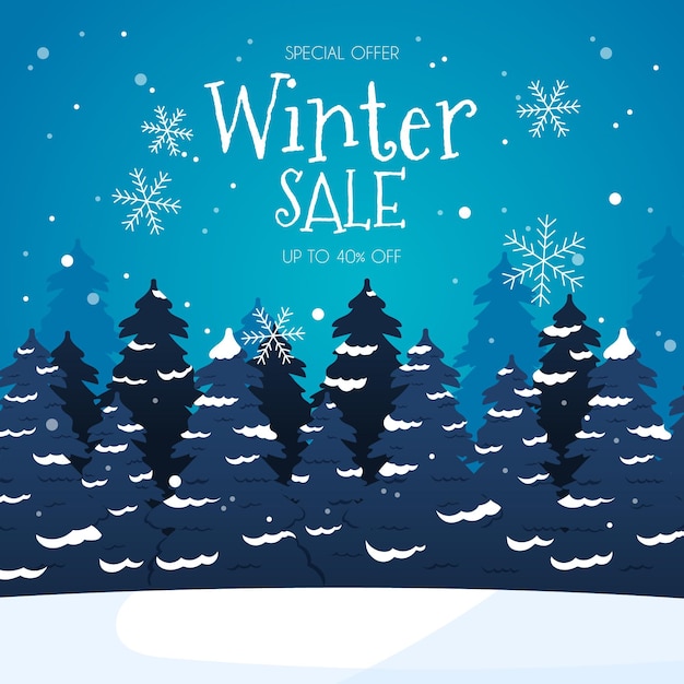 Promo de soldes d'hiver dessinés