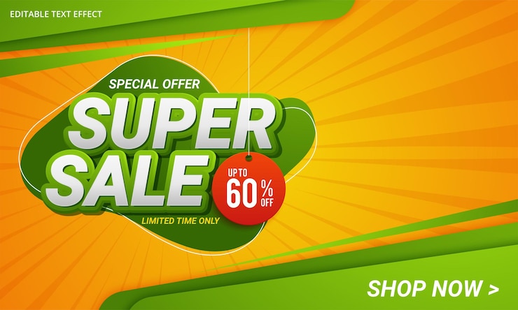 Vecteur gratuit promotion de modèle de bannière de réduction super vente