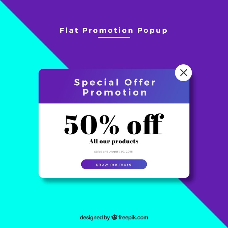 Vecteur gratuit promotion pop up template avec un design plat