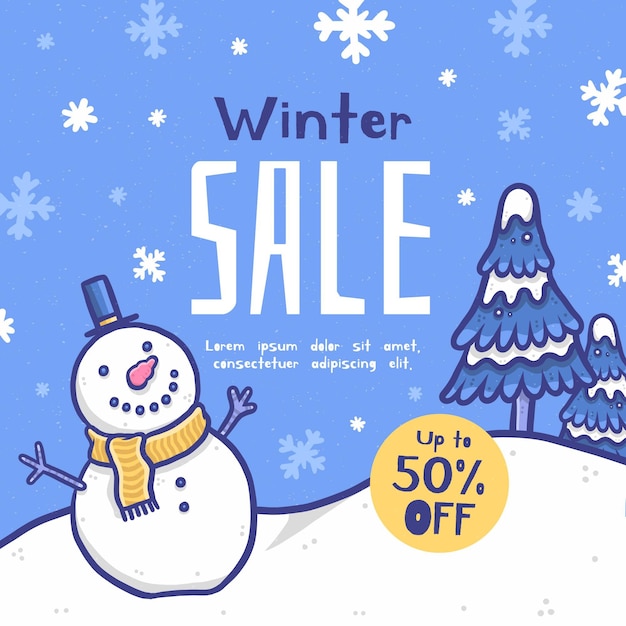 Promotion De Soldes D'hiver Avec éléments Dessinés