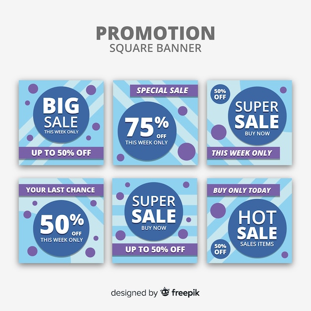 Vecteur gratuit promotion square banner collectio