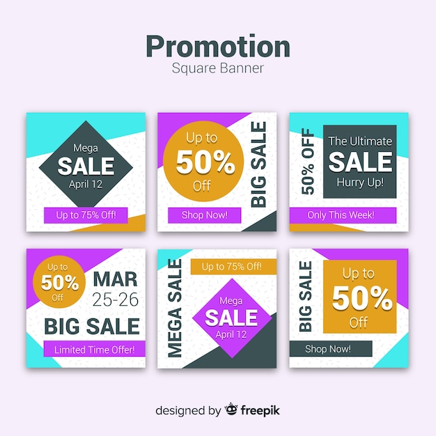 Vecteur gratuit promotion square banner collectio