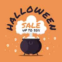 Vecteur gratuit promotion de vente halloween design plat