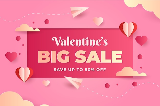 Promotion de vente de style papier pour la Saint-Valentin avec offre spéciale