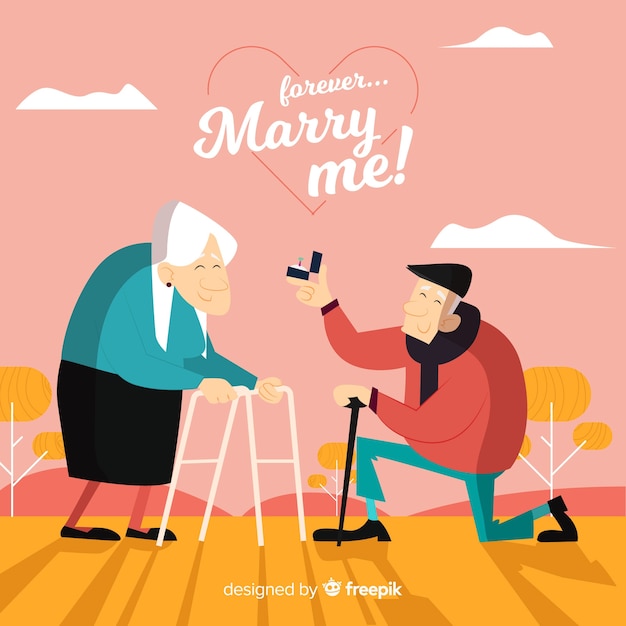 Vecteur gratuit proposition de mariage et concept d'amour