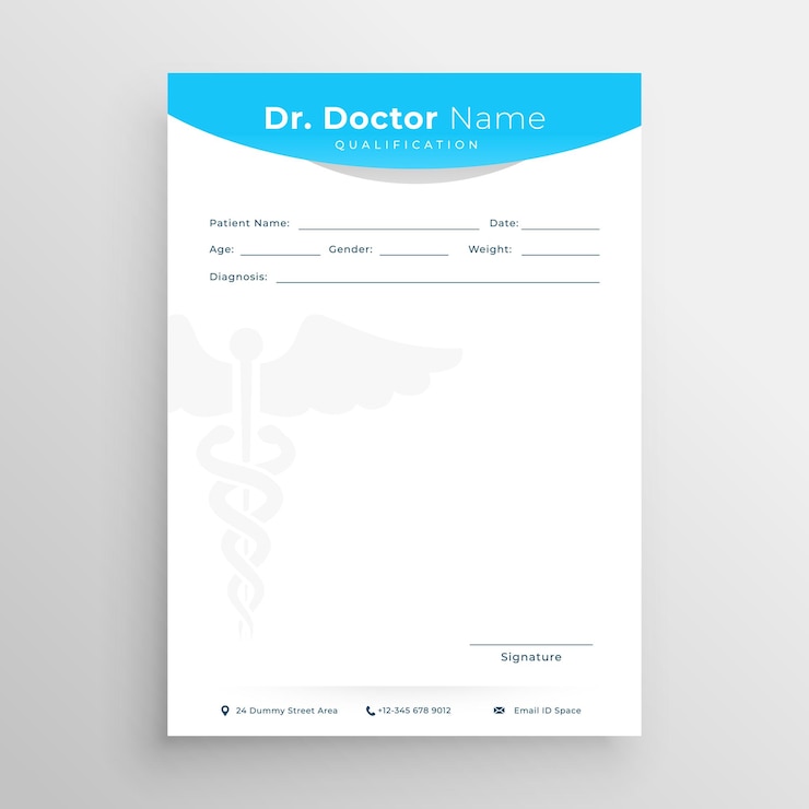 Vecteur gratuit prospectus de modèle de papier médical sur ordonnance de médecin de style plat pour la publicité commerciale