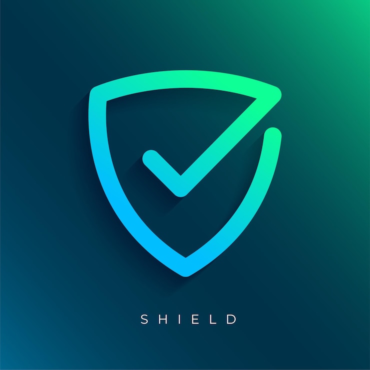 Vecteur gratuit protégez votre présence en ligne avec notre conception de logo de bouclier de sécurité
