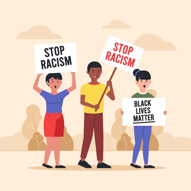 Vecteur gratuit protester contre le racisme