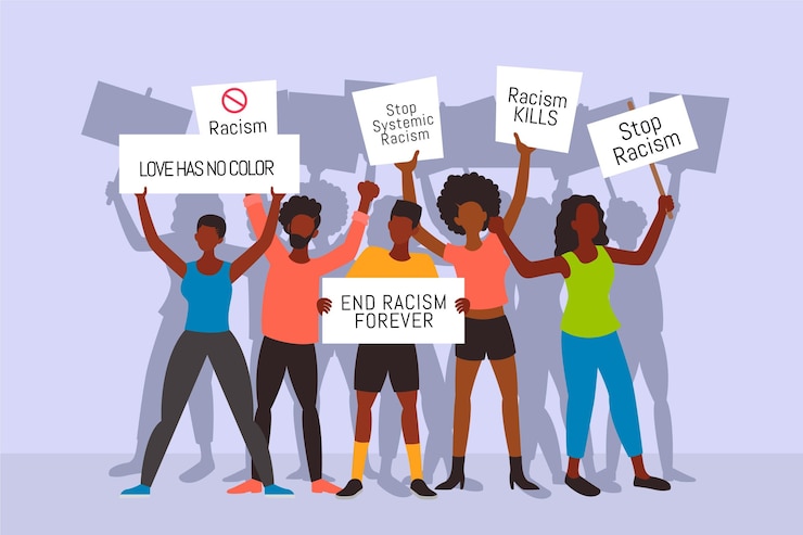 Vecteur gratuit protester contre le racisme