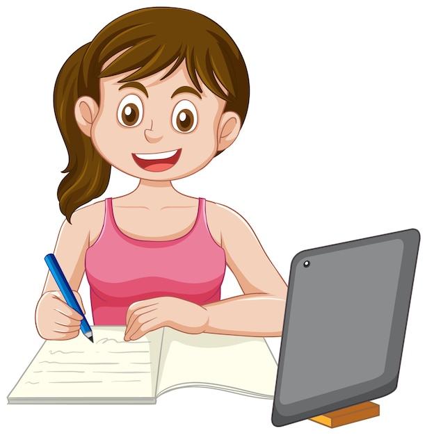 Vecteur gratuit puberté fille faisant ses devoirs