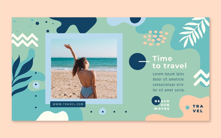 Vecteur gratuit publication facebook de l'agence de voyage dessinée à la main