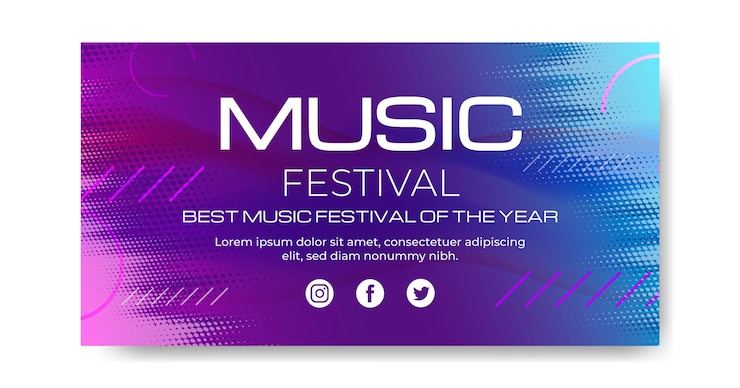 Vecteur gratuit publication facebook du festival de musique en demi-teinte dégradé