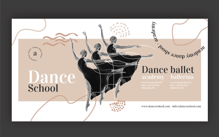 Vecteur gratuit publication facebook de l'école de danse dessinée à la main