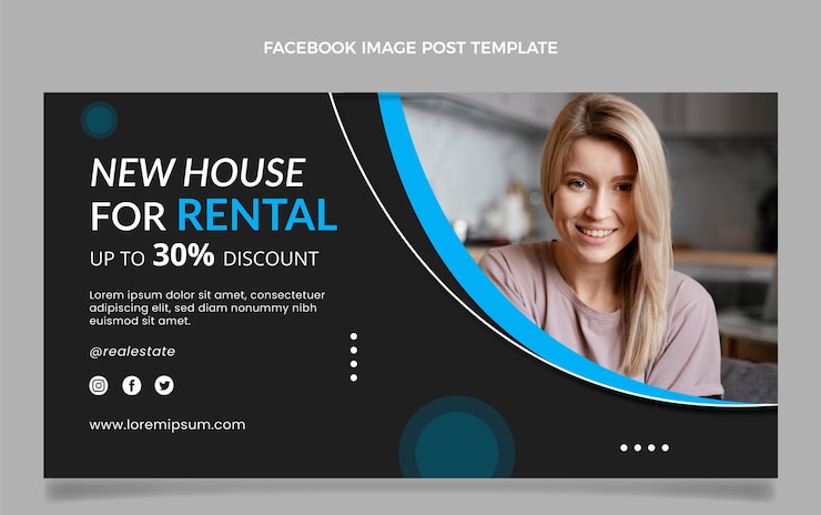 Vecteur gratuit publication facebook de l'immobilier géométrique au design plat