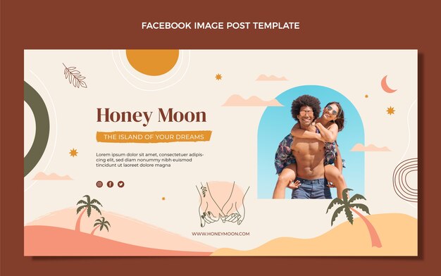 Publication facebook de lune de miel dessinée à la main