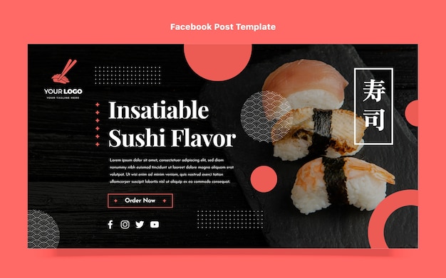 Vecteur gratuit publication facebook de nourriture design plat