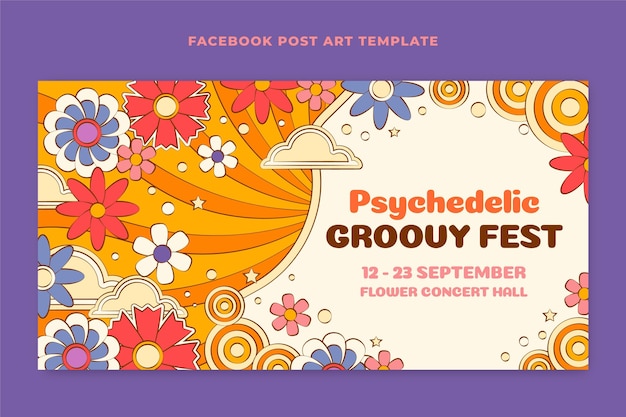 Publication facebook psychédélique groovy dessinée à la main