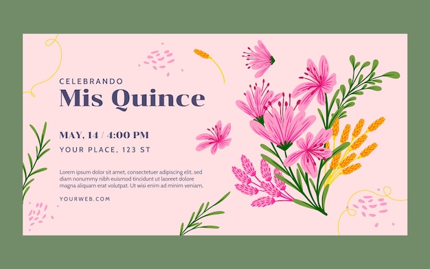 Publication Facebook De Quinceañera Florale Dessinée à La Main