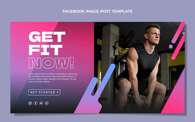 Vecteur gratuit publication facebook de remise en forme dégradée