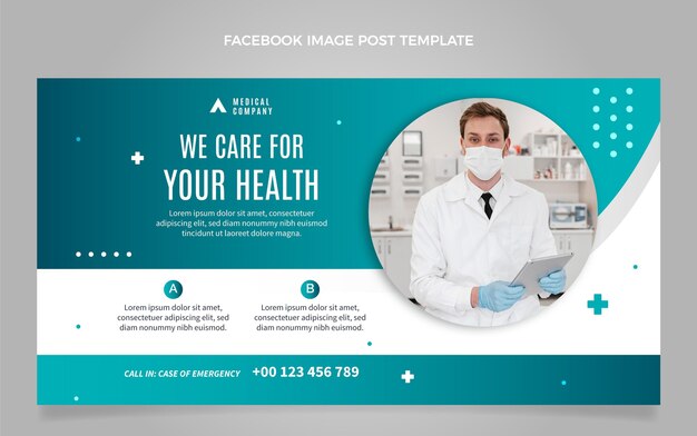 Publication facebook de soins médicaux au design plat