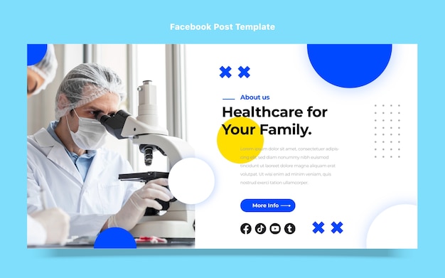 Vecteur gratuit publication facebook de soins médicaux au design plat