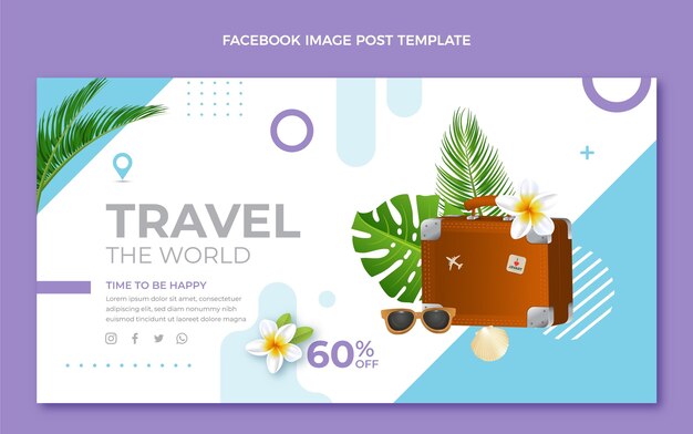 Publication facebook de voyage réaliste avec des feuilles