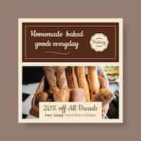 Vecteur gratuit publication instagram de boulangerie d'étiquette brune ornementale