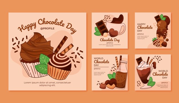 Publication instagram du jour du chocolat dessiné à la main