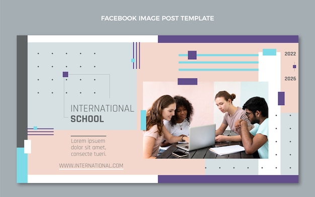 Vecteur gratuit publication minimale sur facebook de l'école internationale