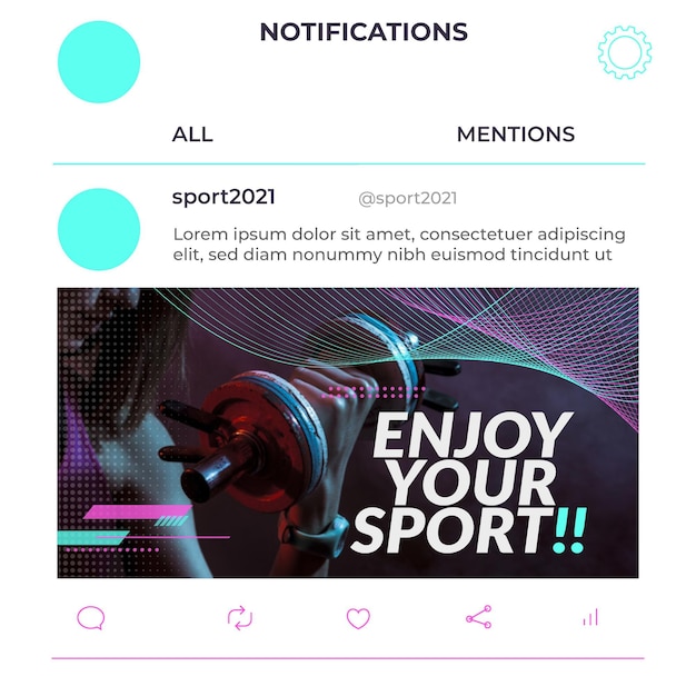 Vecteur gratuit publication sur les réseaux sociaux du sport des vagues futuristes