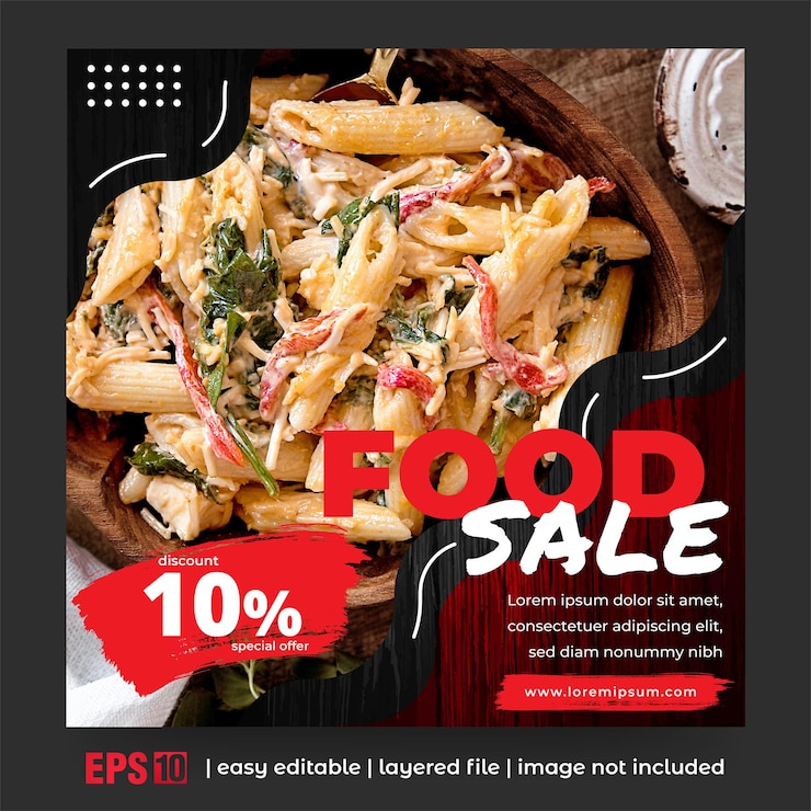 Vecteur gratuit publication sur les réseaux sociaux pour la promotion alimentaire