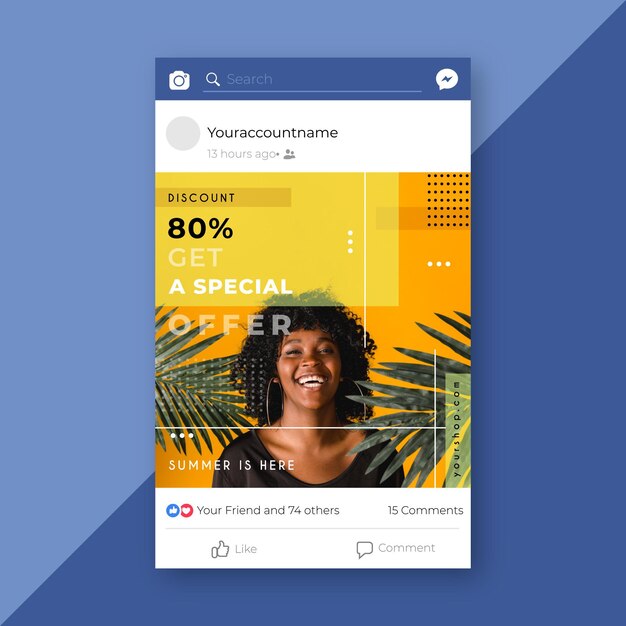 Une publication de vente de mode sur Facebook
