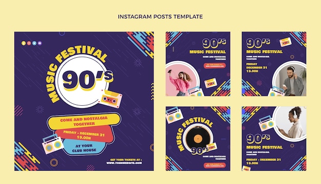 Publications Instagram Du Festival De Musique Des Années 90 Au Design Plat