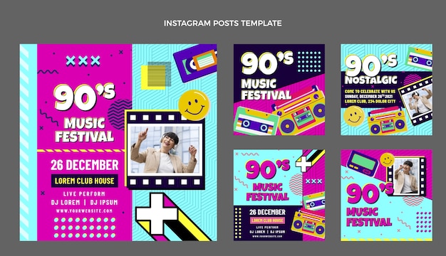 Publications Instagram Du Festival De Musique Des Années 90 Au Design Plat