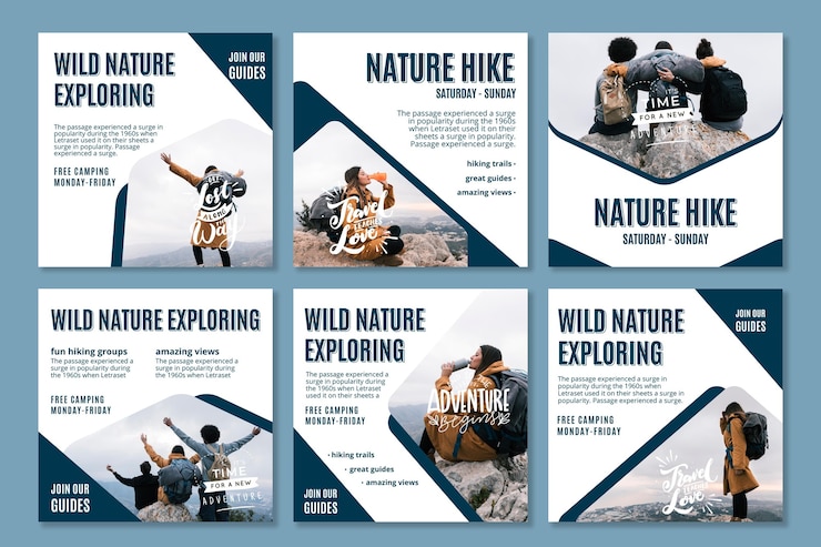 Vecteur gratuit publications instagram de nature sauvage