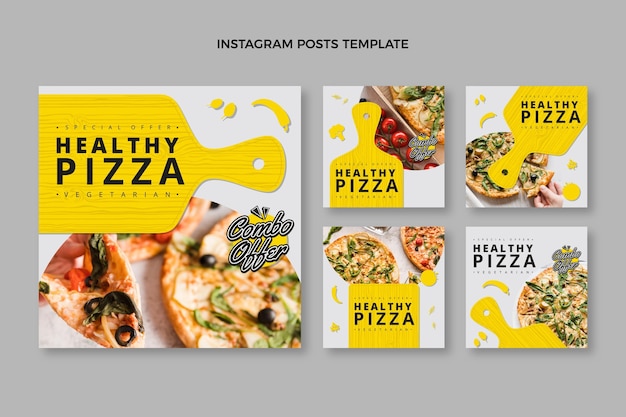 Publications Instagram De Pizza Saine Au Design Plat Vecteur Premium
