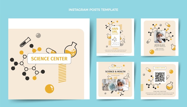 Vecteur gratuit publications instagram de science du design plat