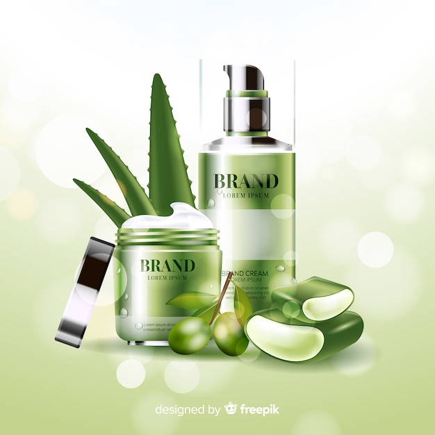 Publicité cosmétique réaliste d&#39;aloe vera