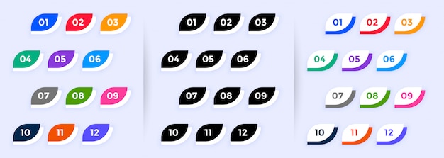 La puce de style bouton moderne indique les numéros de un à douze