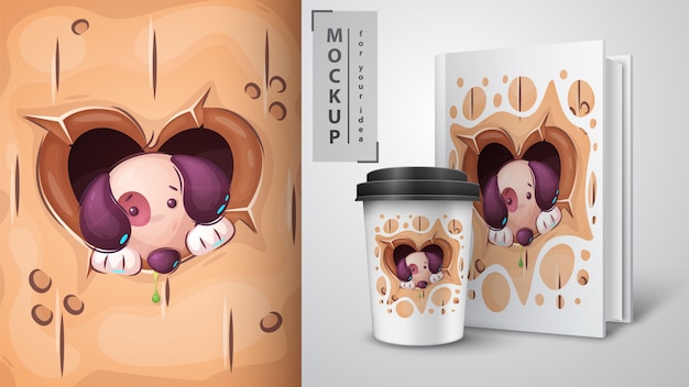 Puppy In Heart Hole - Affiche Et Merchandising.