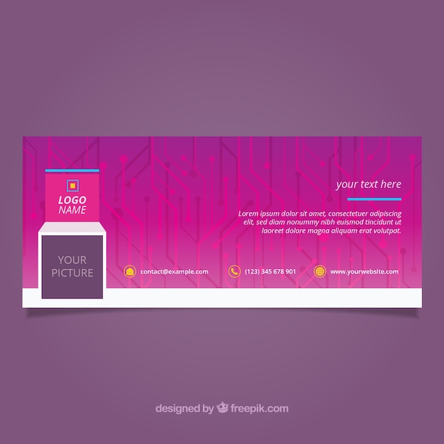 Vecteur gratuit purple facebook cover with lines