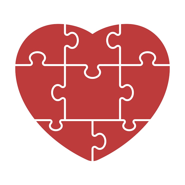 Vecteur gratuit le puzzle du cœur rouge