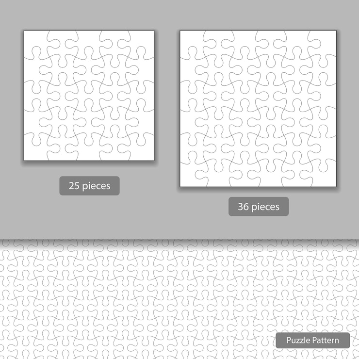 Vecteur gratuit puzzles avec 25 et 36 pièces