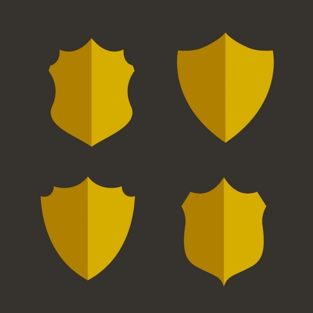 Quatre Badges D'or Et Les étiquettes Set Design