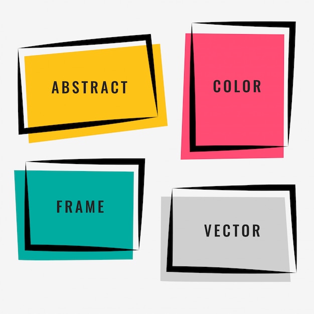 Vecteur gratuit quatre ensemble de cadre coloré abstrait