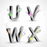 Vecteur gratuit quatre explosion lettre conception uvwx