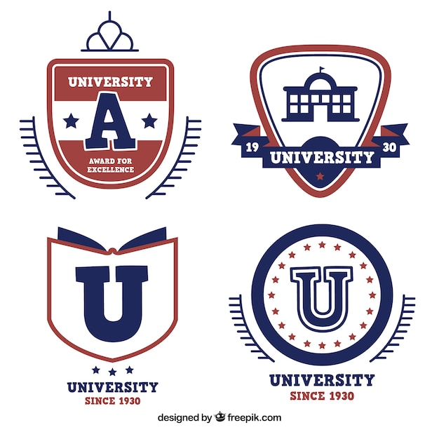 Vecteur gratuit quatre logos pour l'université