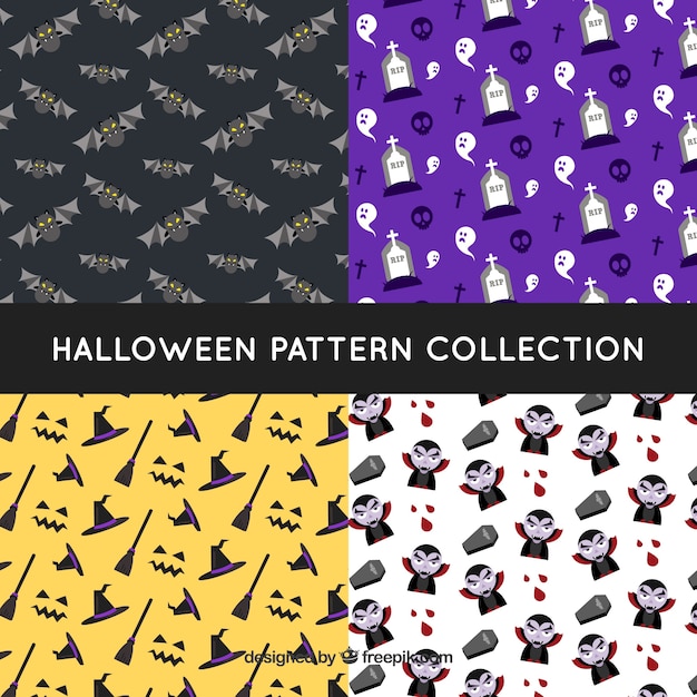 Quatre Motifs De Halloween Avec Des éléments