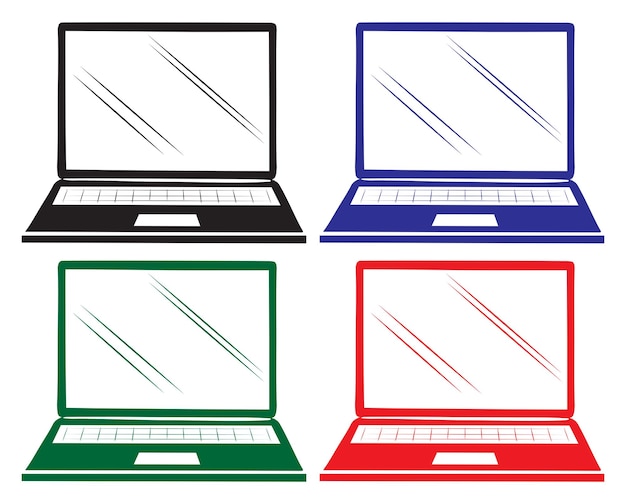 Vecteur gratuit quatre ordinateurs portables colorés